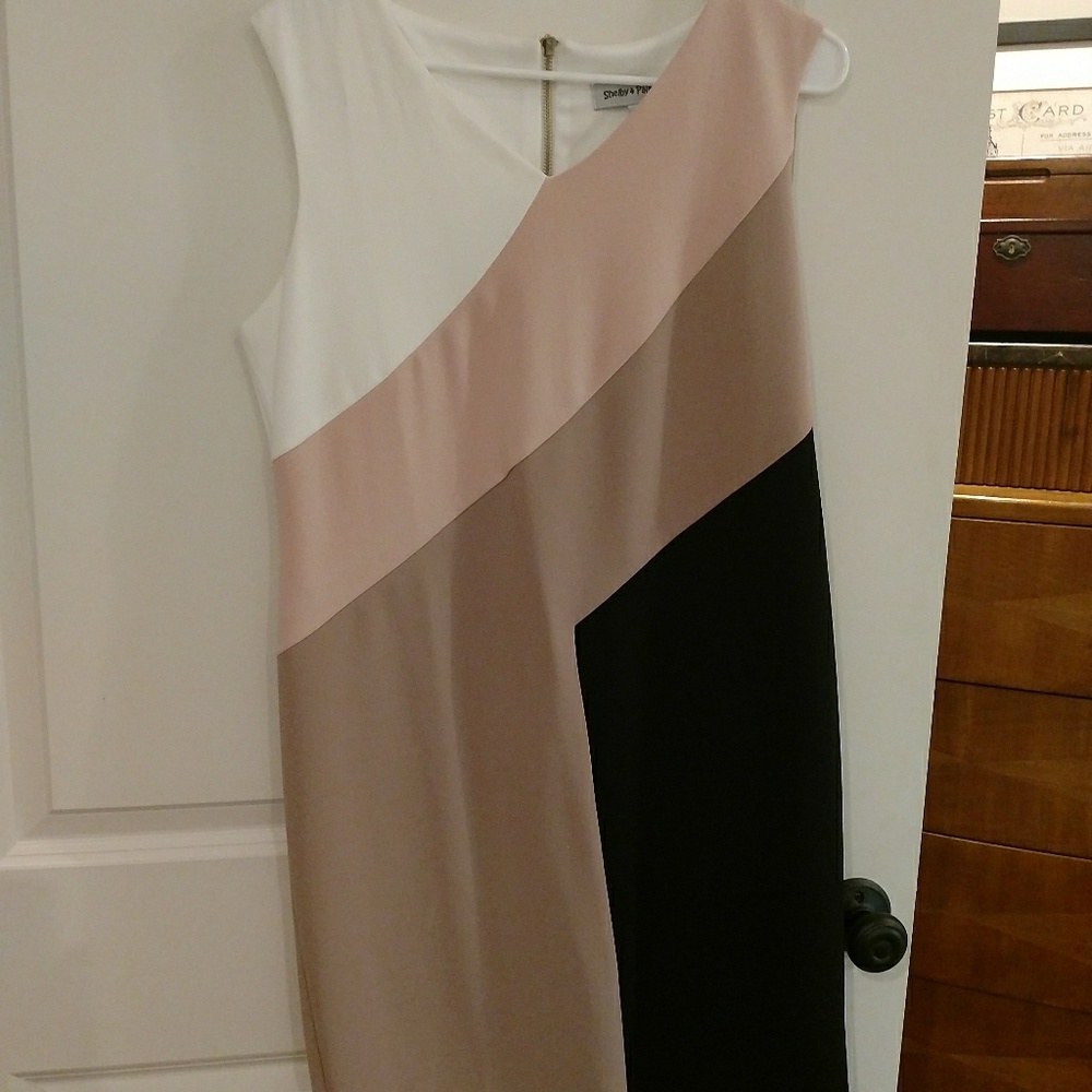 Sheath dress color block pattern dress, Size 14